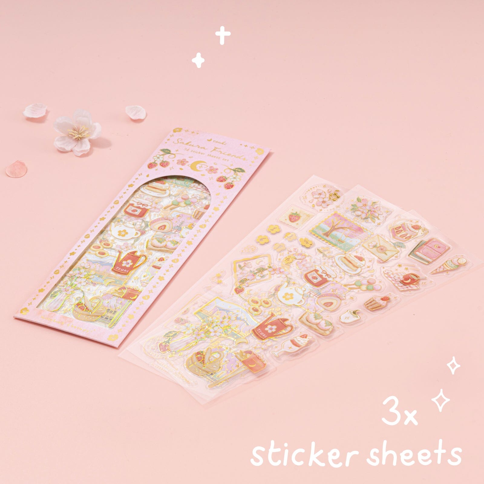 Tsuki ‘Sakura Friends’ 3D Holographic Sticker Set ☾