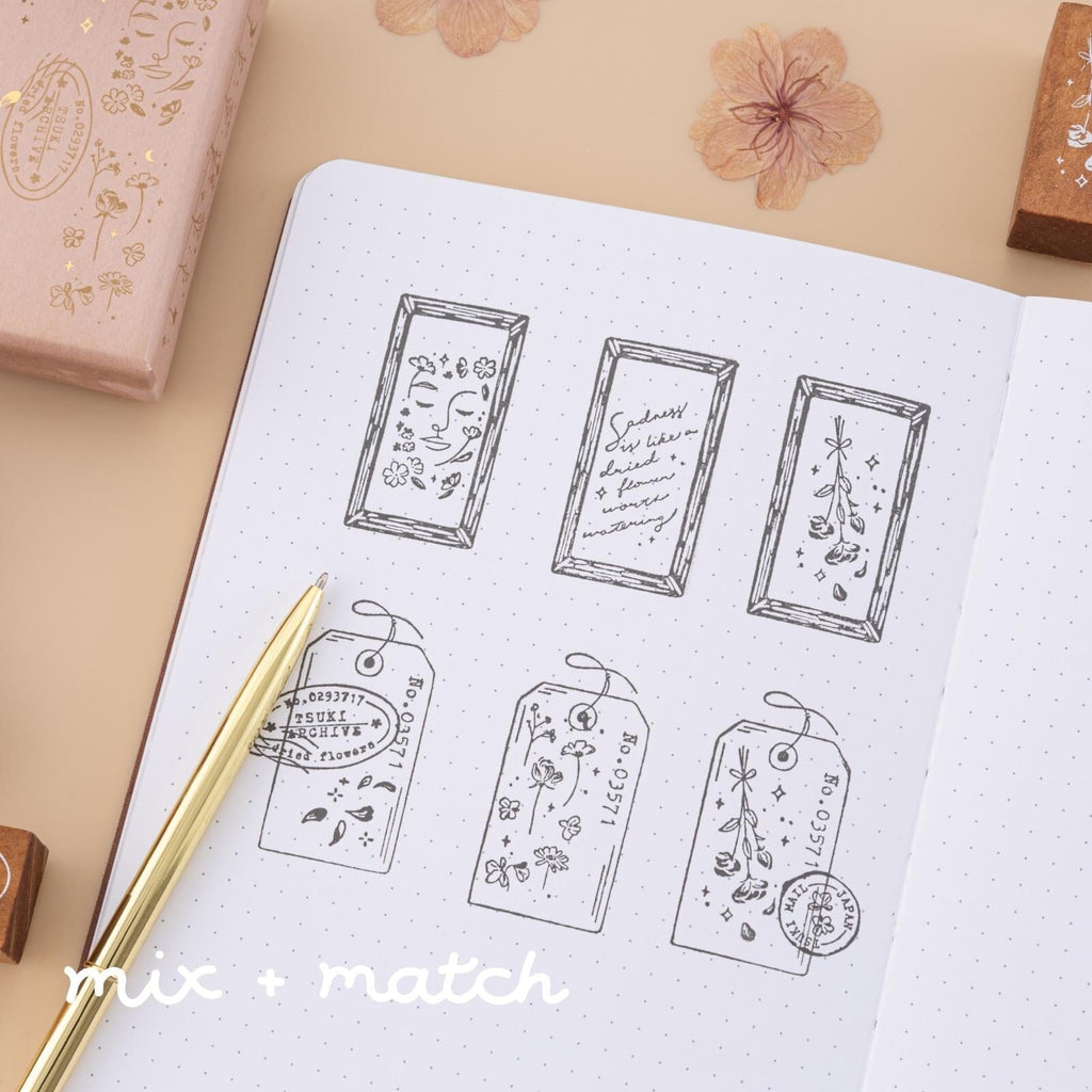 Note Journal Stamp Tsuki ‘Dried Flowers’ Bullet Journal Stamp Set ☾ – NotebookTherapy