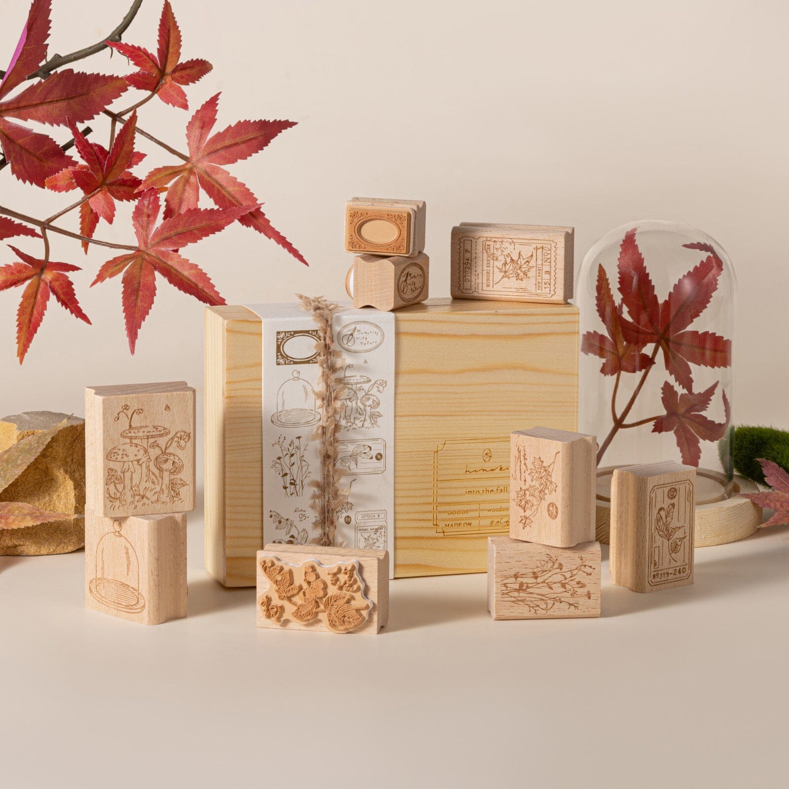 Hinoki - ‘Into the Fall’ Engraved Wooden Stamps Set