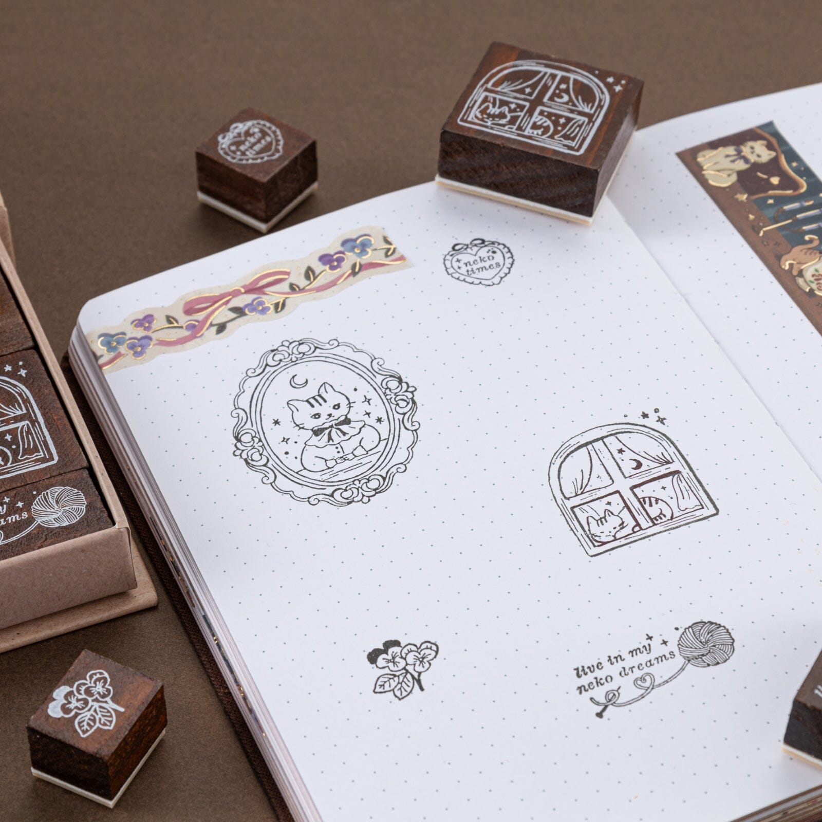 Tsuki ‘Vintage Neko’ Bullet Journal Stamp Set ☾