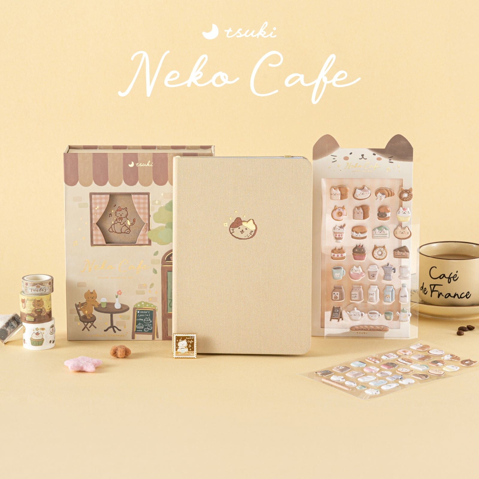 Tsuki ‘Neko Cafe’ 3D Puffy Sticker Set ☾