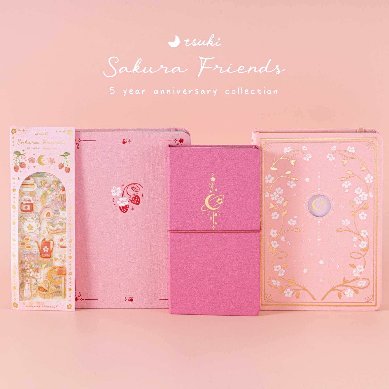 Tsuki 'Sakura Friends' 3D Holographic Sticker Set NotebookTherapy Tsuki 'Sakura Friends' 3D Holographic Sticker Set NotebookTherapy