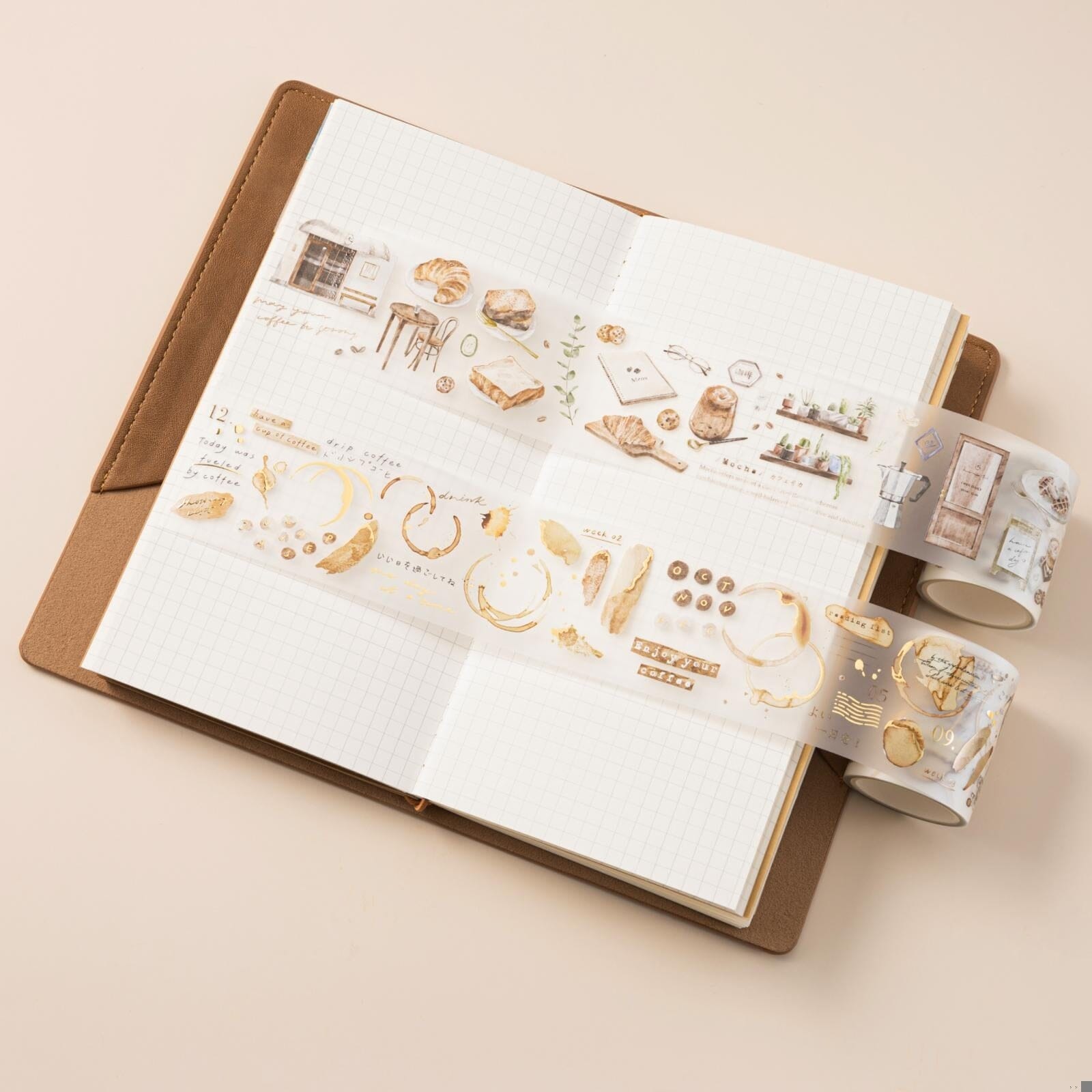 Hinoki - ‘Into the Cafe' PET Decorative Tape Set