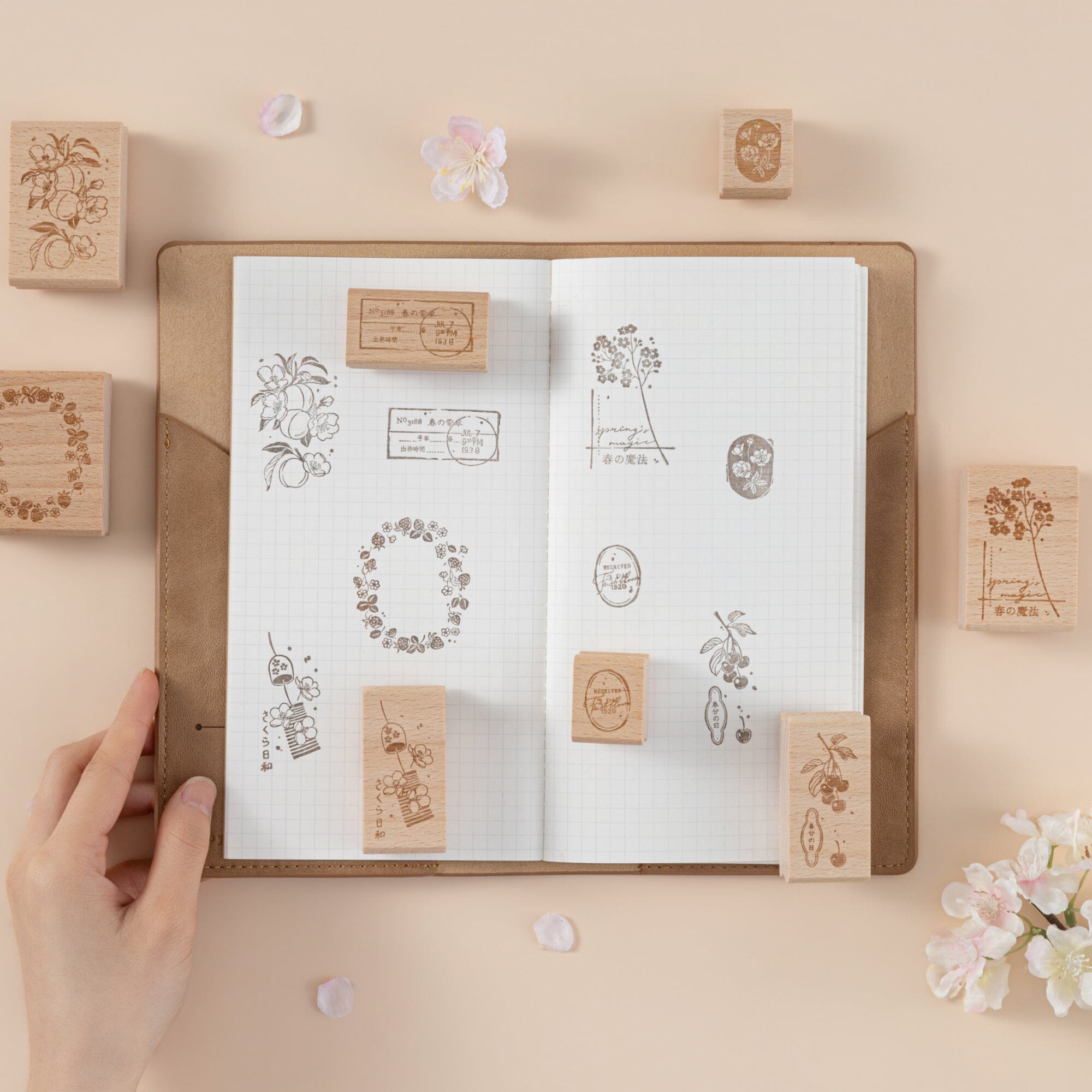Hinoki - ‘Into the Spring’ Engraved Wooden Stamp Set