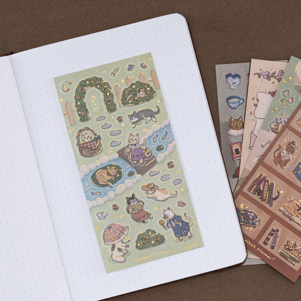 Tsuki ‘Vintage Neko’ Sticker Set ☾ – NotebookTherapy