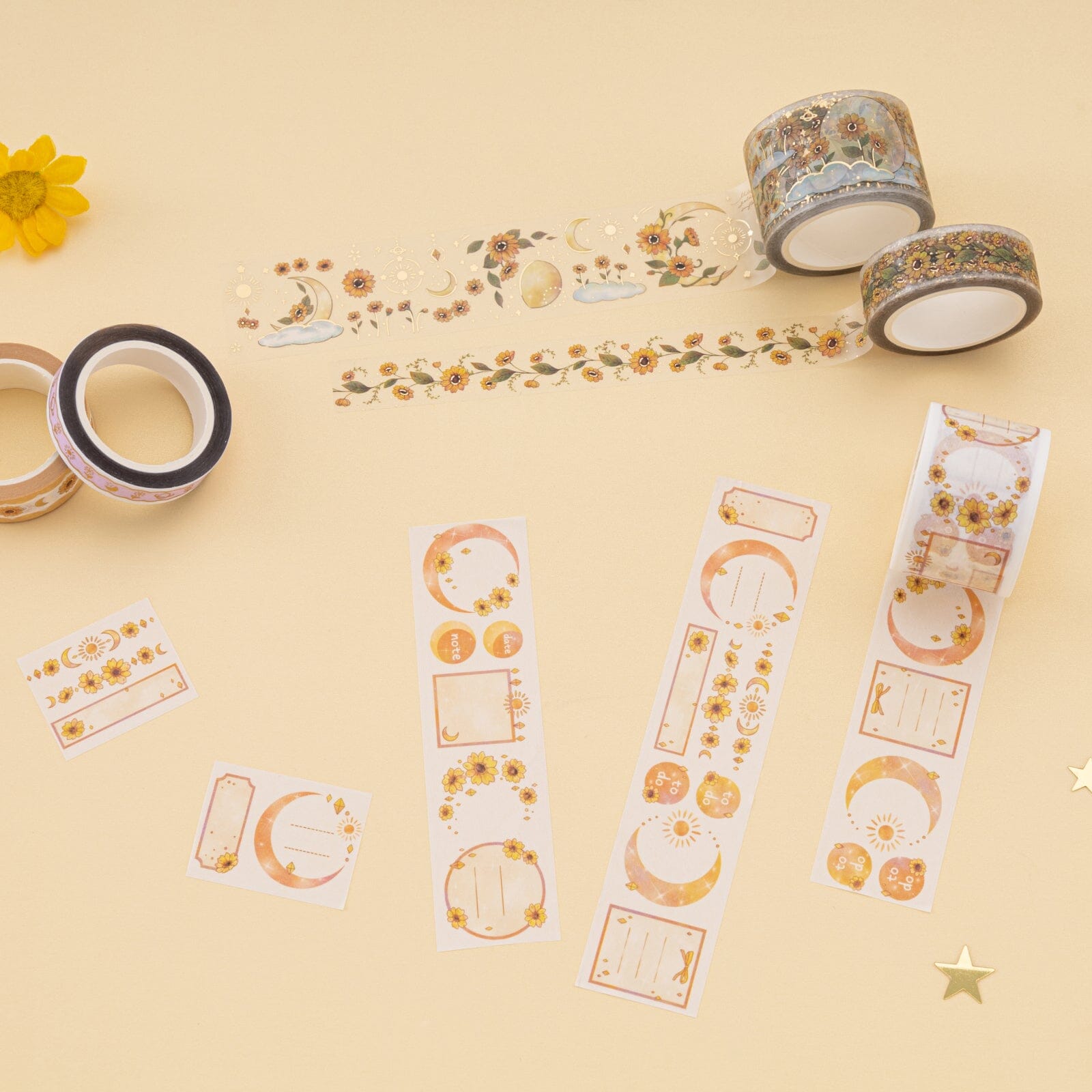 Meadow Flower Washi Tape, Gold Foil Washi Tape, Spring Flower Washi Tape,  Wildflower Washi, Planner Accessories, Travellers Notebook, Bujo