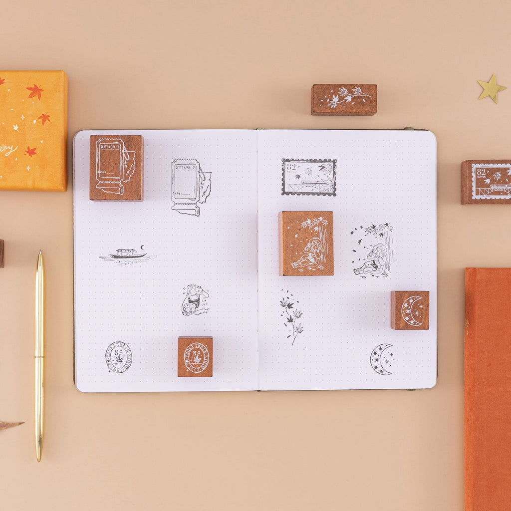 Note Journal Stamp Tsuki ‘Maple Journey’ Bullet Journal Stamp Set ☾ – NotebookTherapy
