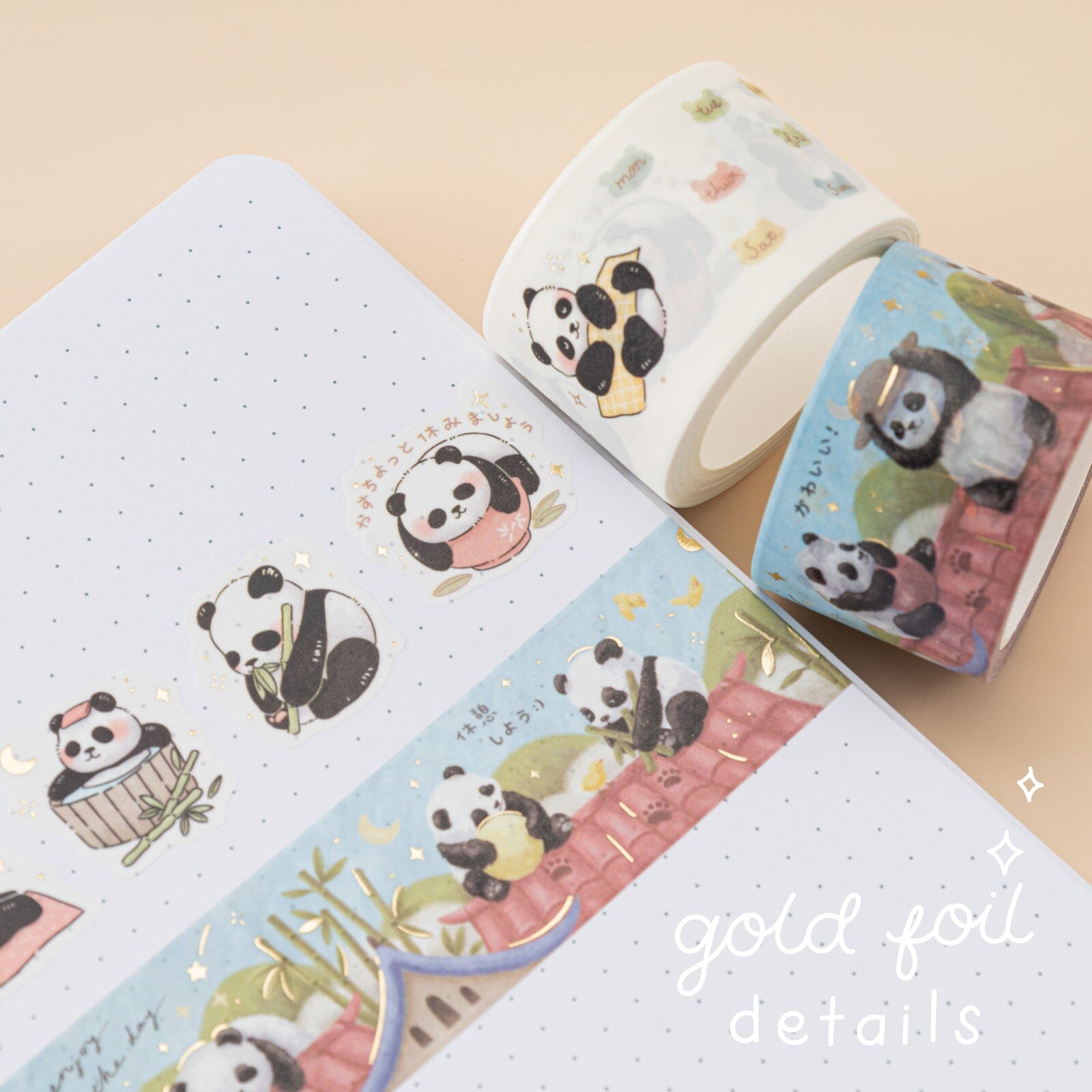 Tsuki ‘Playful Panda’ Washi Tape Set ☾