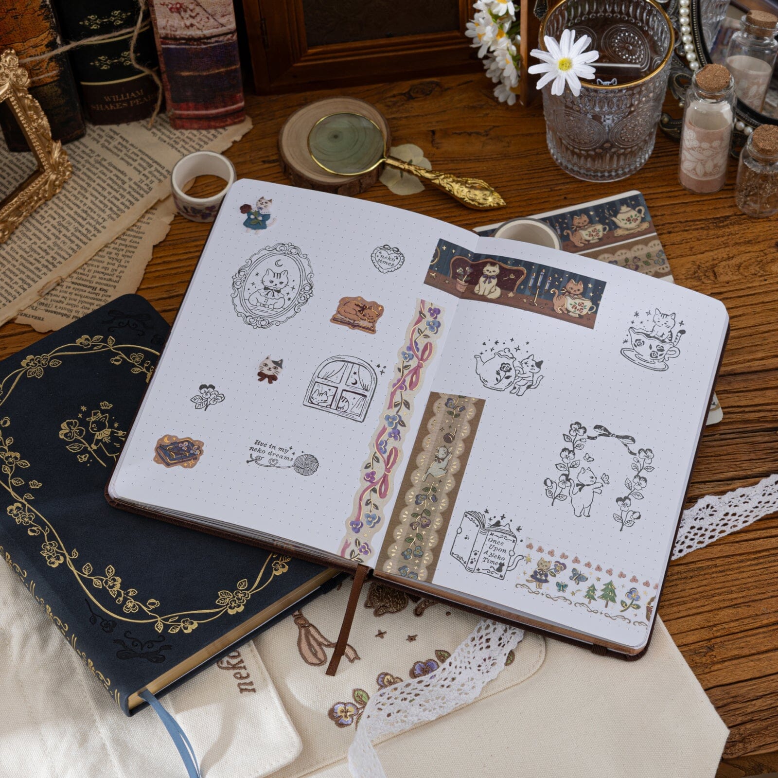 Tsuki ‘Vintage Neko’ Bullet Journal Stamp Set ☾