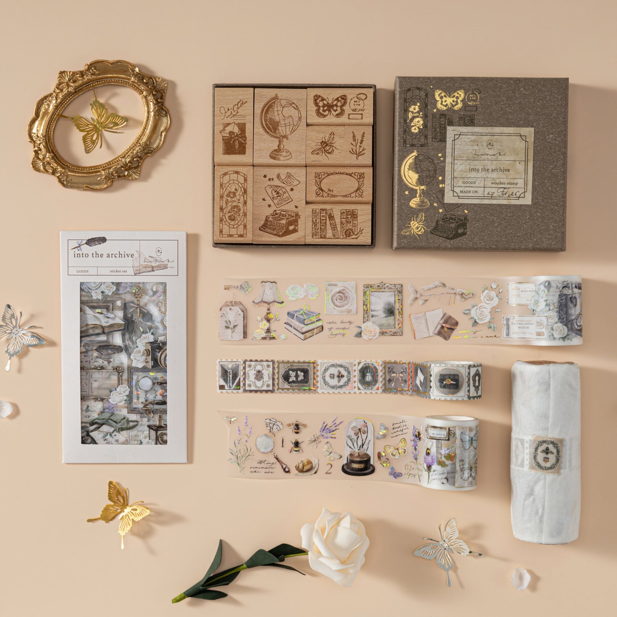 Hinoki - ‘Into the Archive’ Engraved Wooden Stamp Set
