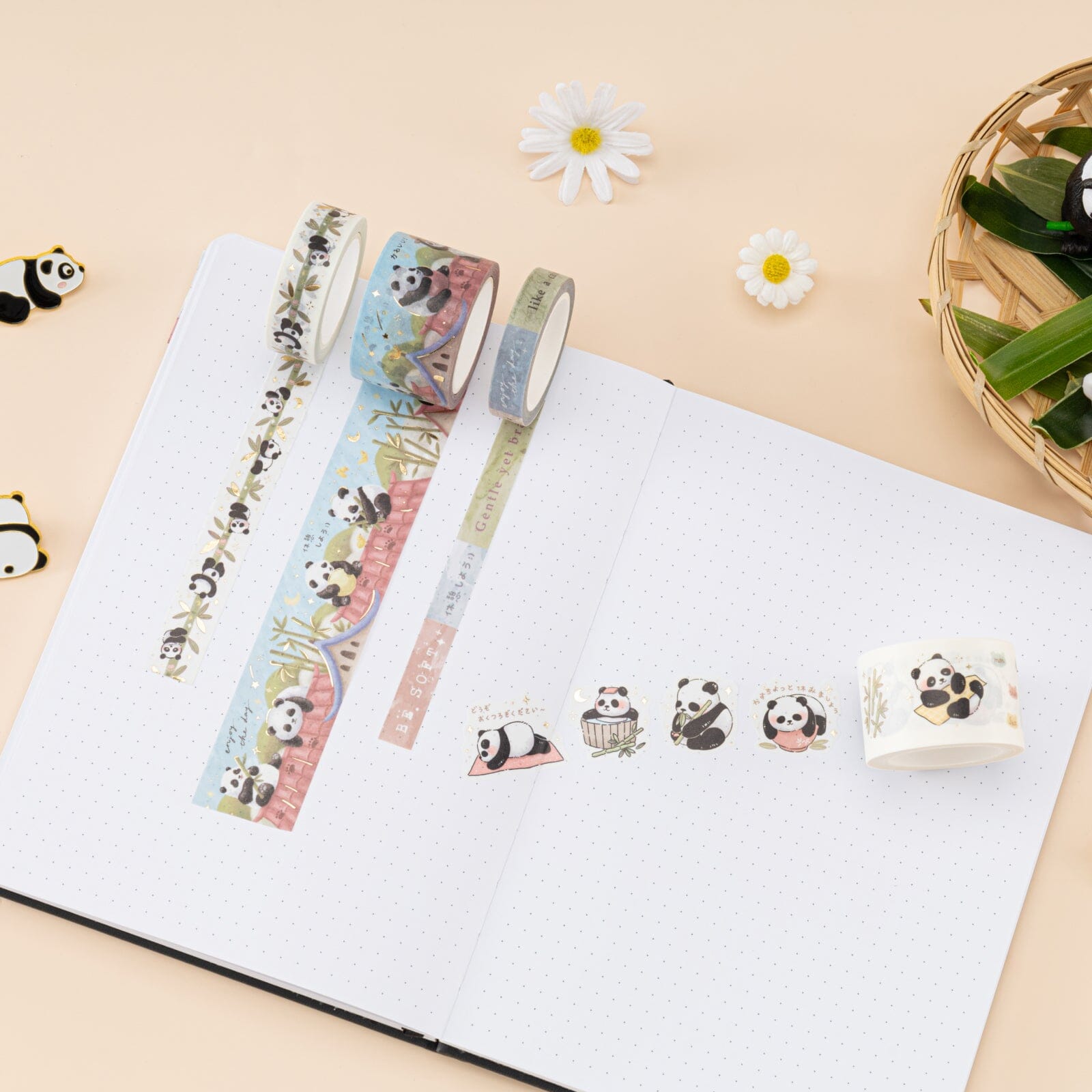 Tsuki ‘Playful Panda’ Washi Tape Set ☾