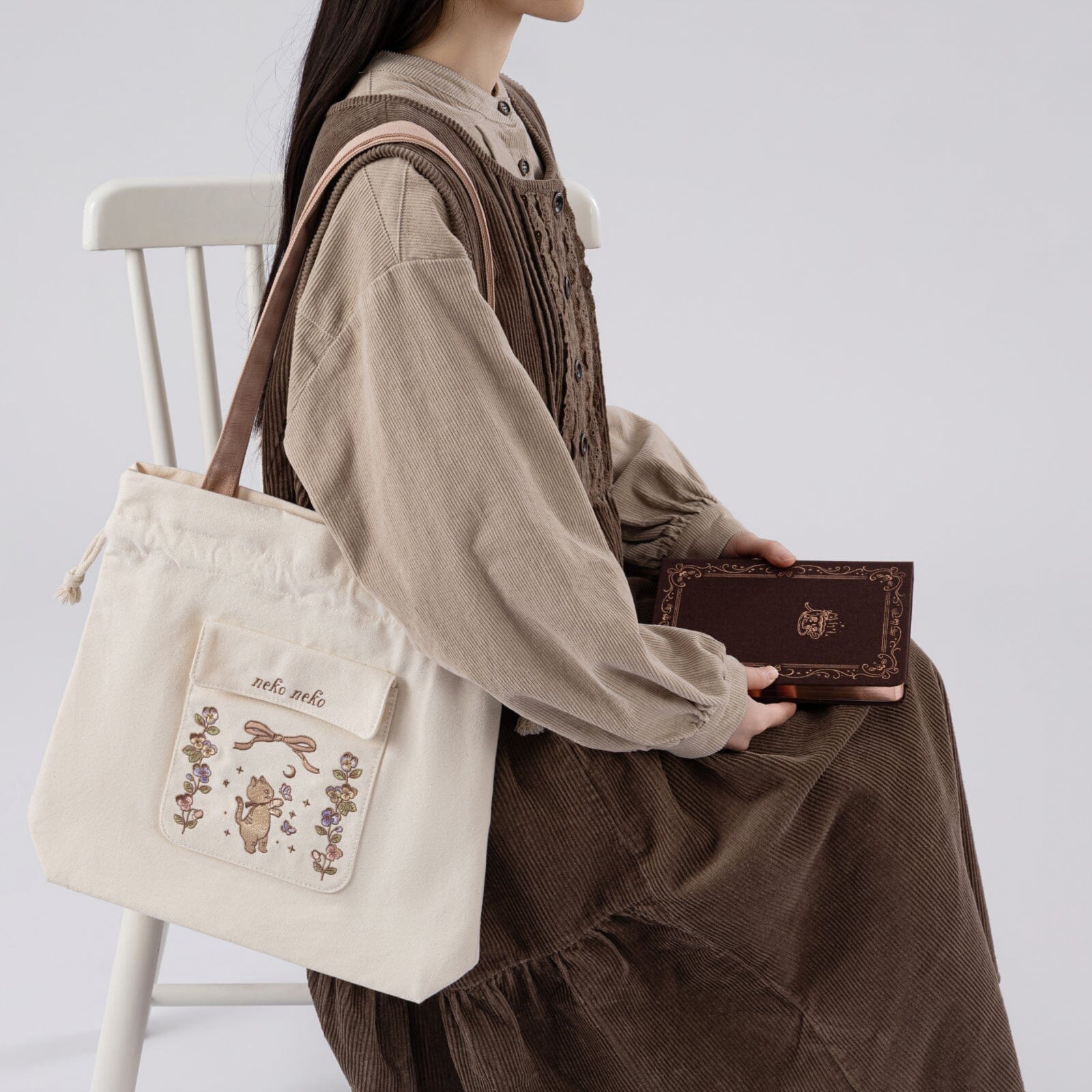 Tsuki ‘Vintage Neko’ Limited Edition Embroidered Tote Bag ☾