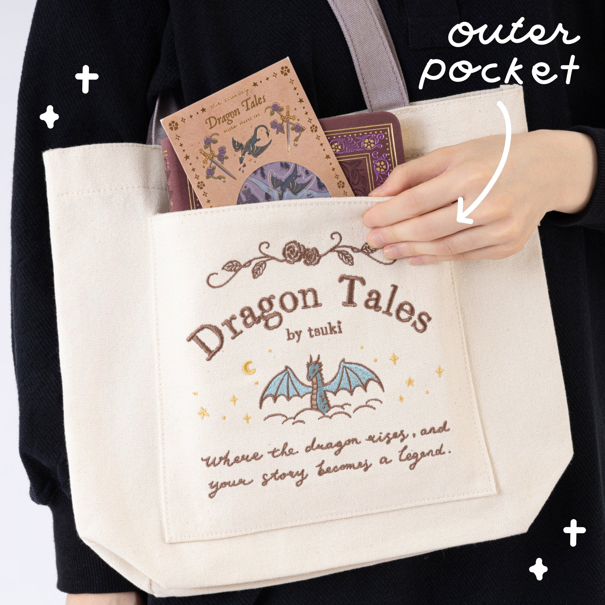 Tsuki ‘Dragon Tales’ Limited Edition Embroidered Tote Bag ☾