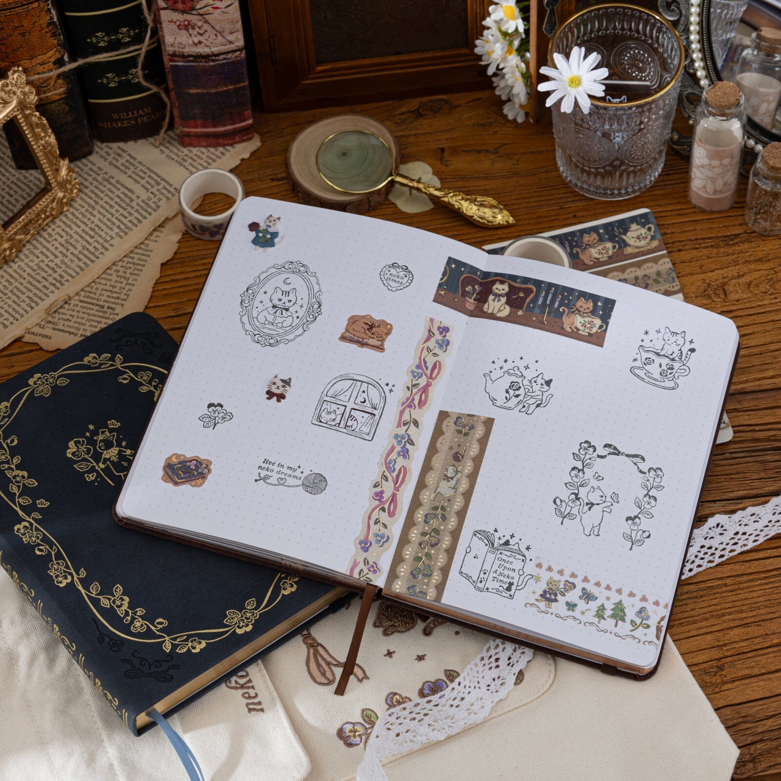 Tsuki ‘Vintage Neko’ Washi Tape Set ☾