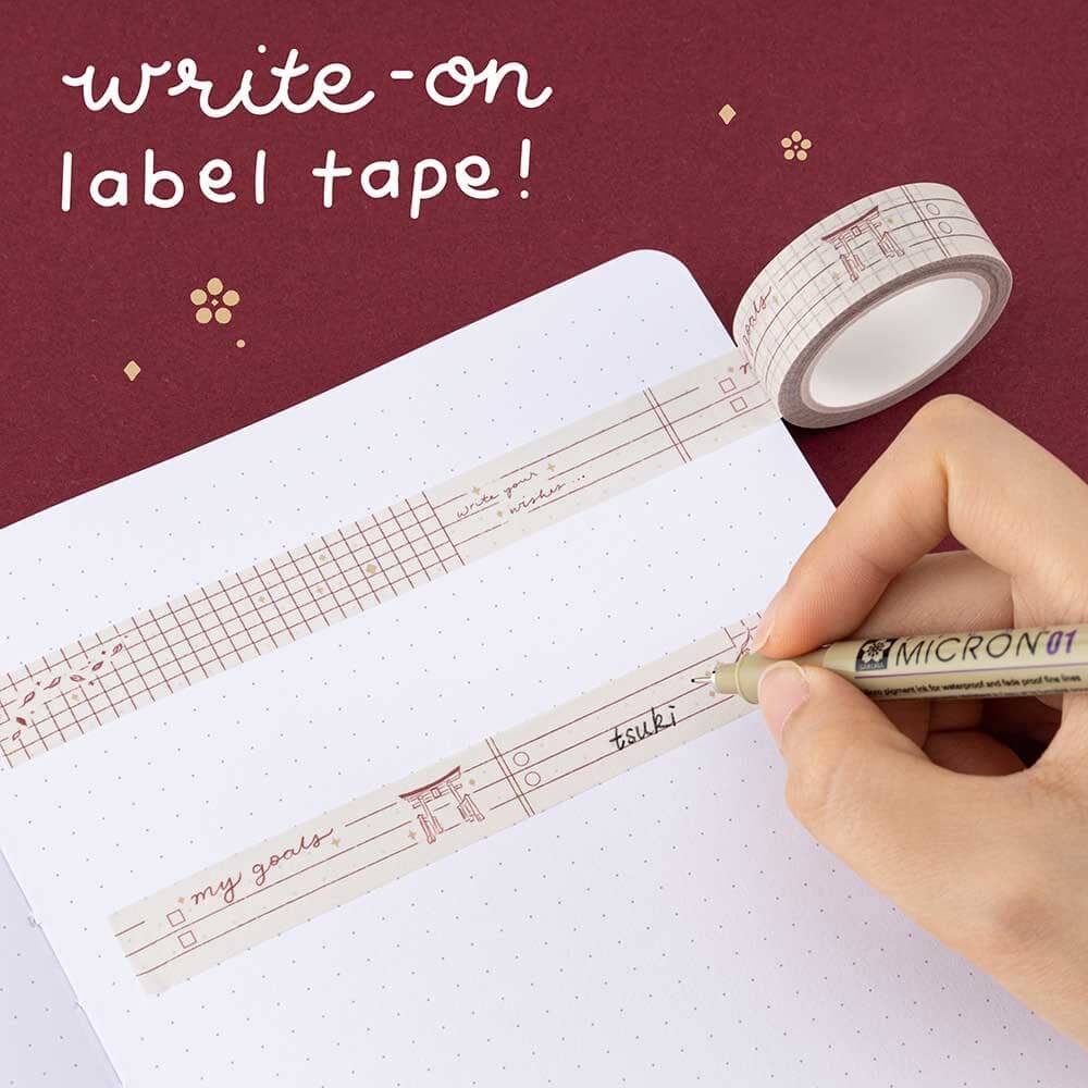 Tsuki Torii washi tape set by notebook therapy write on label tape
