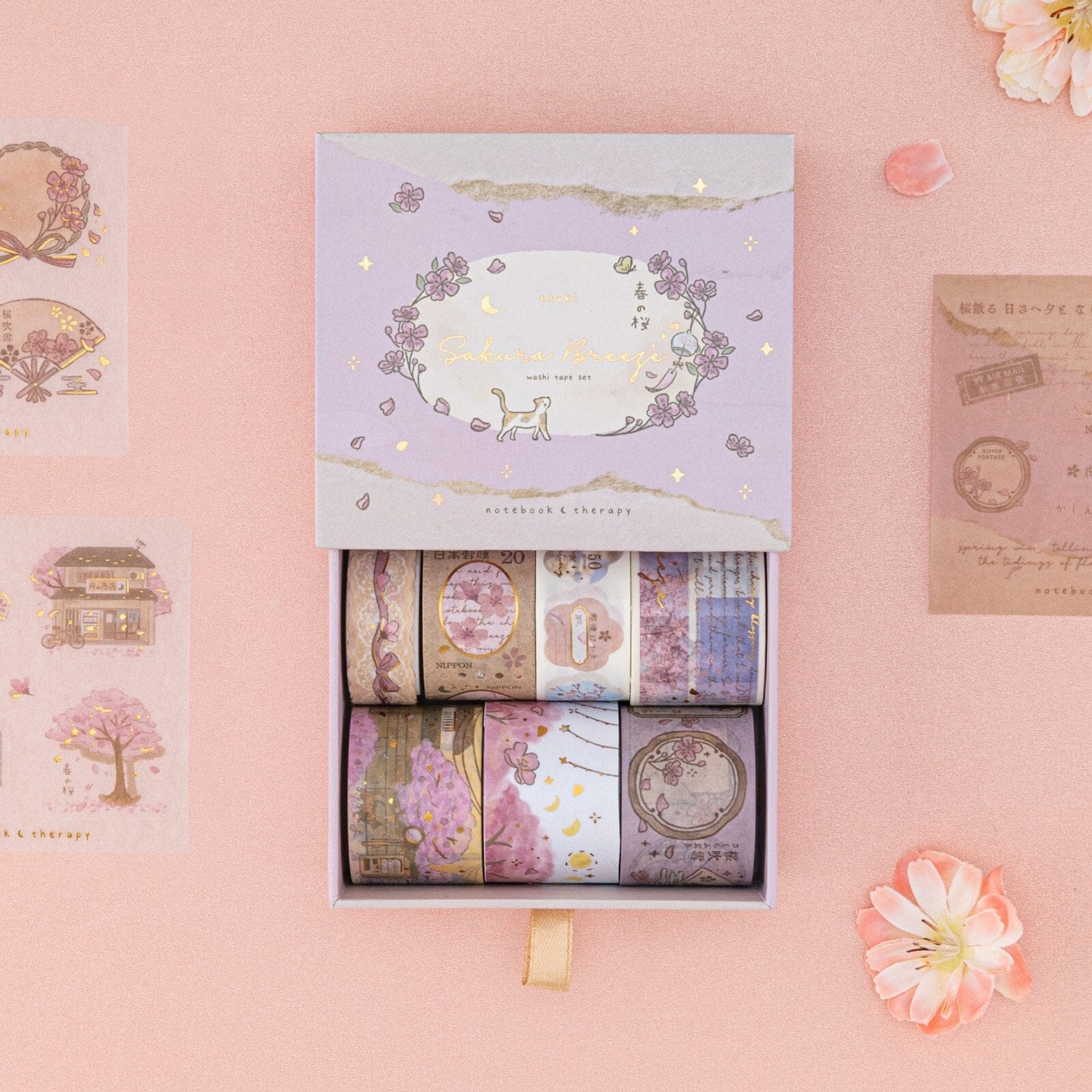 Sakura Breeze washi tape set by Notebook Therapy opened drawer box