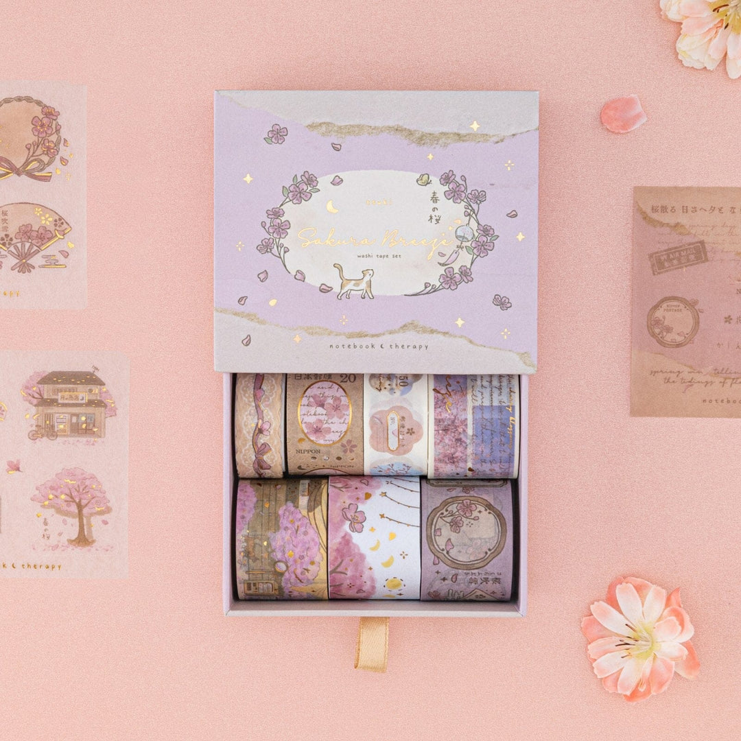 Sakura Breeze washi tape set by Notebook Therapy opened drawer box