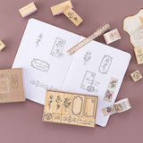 Tsuki ‘Vintage Rose’ Washi Tapes with Tsuki ‘Vintage Rose’ Limited Edition Bullet Journal and Tsuki ‘Vintage Rose’ Bullet Journal Stamps on mauve background