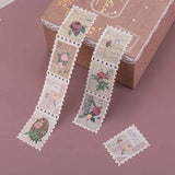 Tsuki ‘Vintage Rose’ Stamp Washi Tape on mauve background