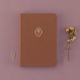 Tsuki ‘Vintage Rose’ Limited Edition Bullet Journal with dried roses and free rose bookmark gift on mauve background
