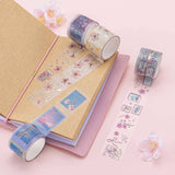 Tsuki ‘Sakura Journey’ Vintage Journal Washi Tapes on Tsuki ‘Sakura Journey’ Limited Edition Travel Notebook with cherry blossom on pink background