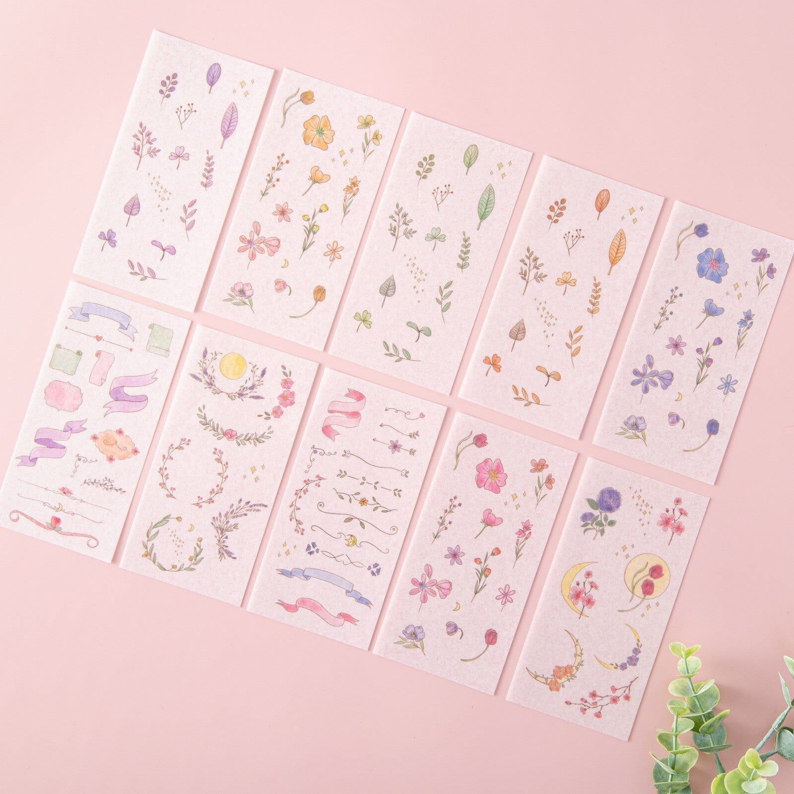Tsuki ‘Watercolour Garden’ Stickers - Set Of 10