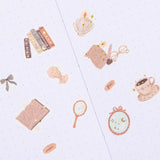 Tsuki Light Academia die cut sticker tape roll design swatch on white bullet journal page