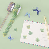 Tsuki ‘Enchanted Garden’ Washi Tape Set leaf sticker roll on post card
