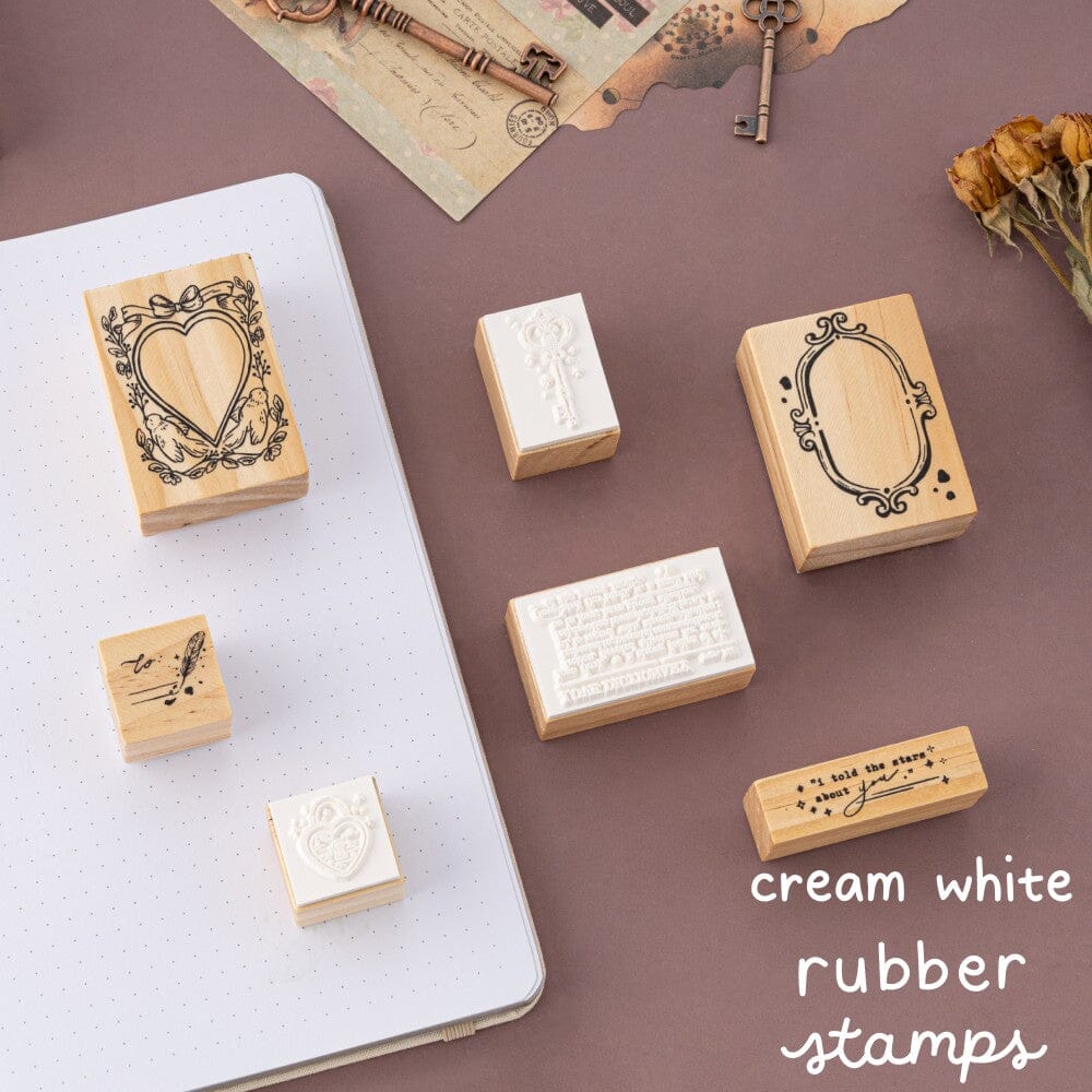 Cream white rubber stamps