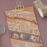 Love Lock vintage style washi tapes on brown kraft paper card with gold clip