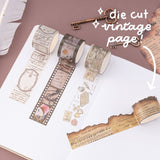 Die-cut vintage page washi tape with burnt effect