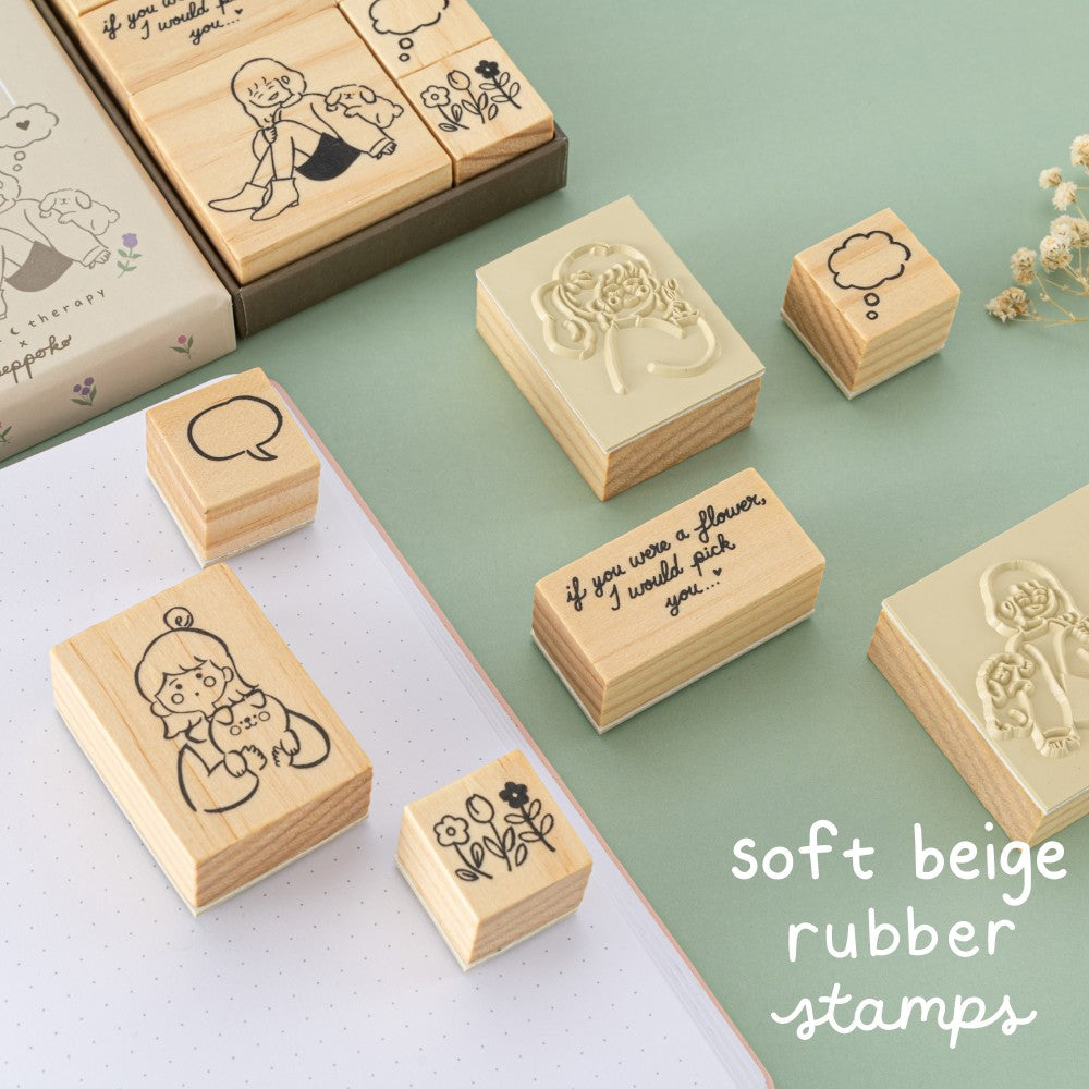 Soft beige rubber stamps 