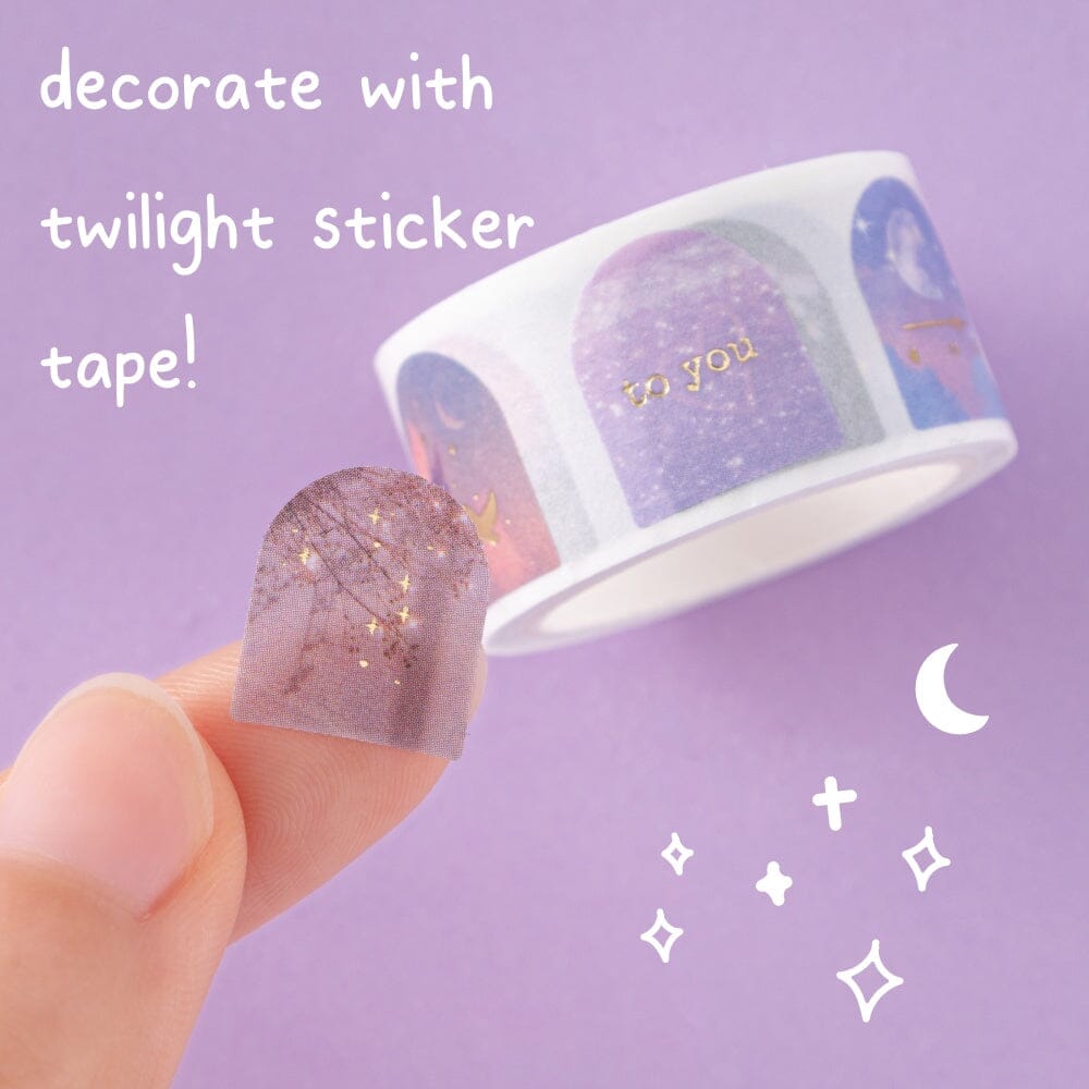 Decorate with twilight sticker tape, purple hues twilight hour themed washi stickers