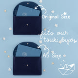 Tsuki ‘Cloud Dreamlaand’ notebook pouch with original and A5 size notebooks and text which says “fits our tsuki bujos”