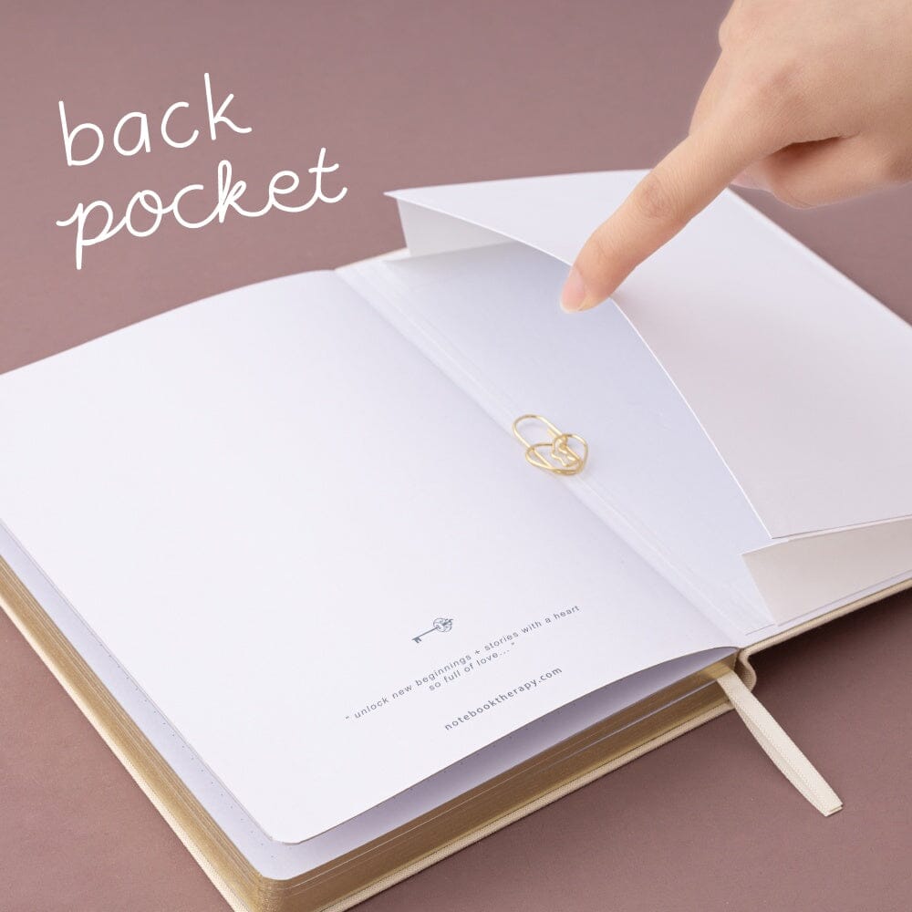Back pocket of Tsuk Love Lock bullet journal notebook with paperclip inside