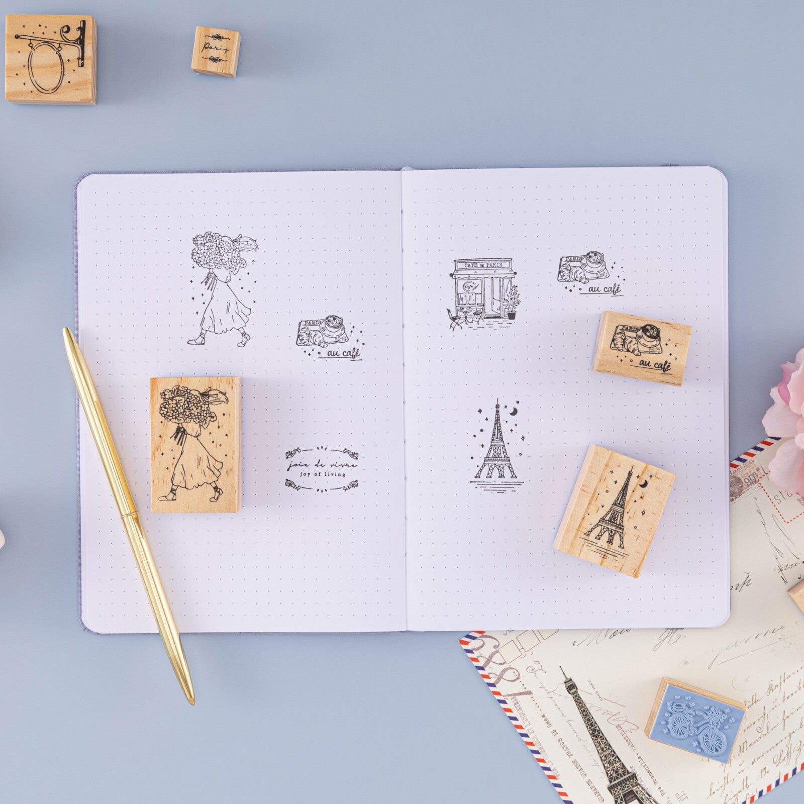 Note Journal Stamp Tsuki ‘Journée à Paris’ Bullet Journal Stamp Set ☾ – NotebookTherapy