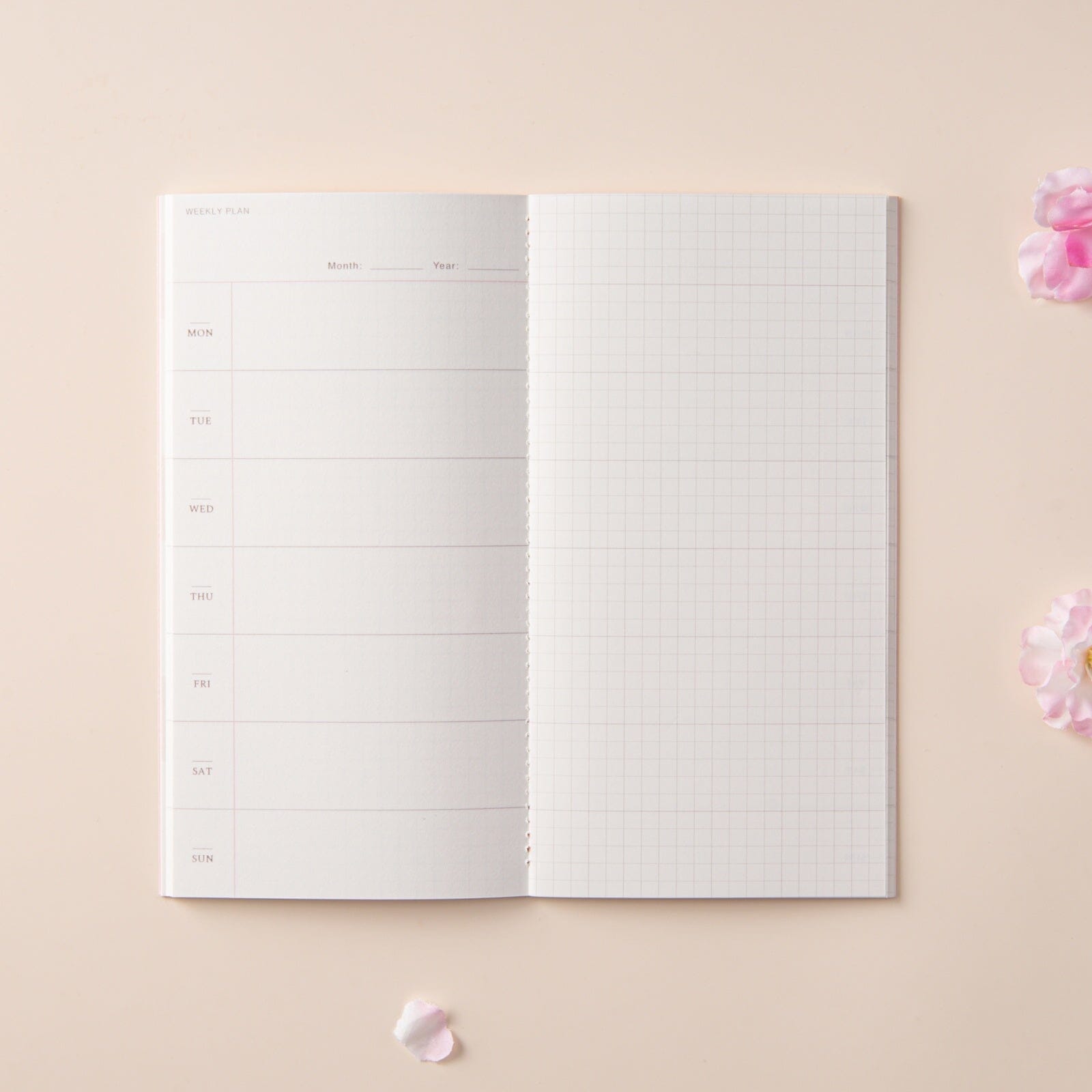 Weekly planner page from hinoki into the blossom weekly planner refill