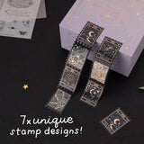 Witchy stamps washi tape with text that says “8x unique stamp designs”
