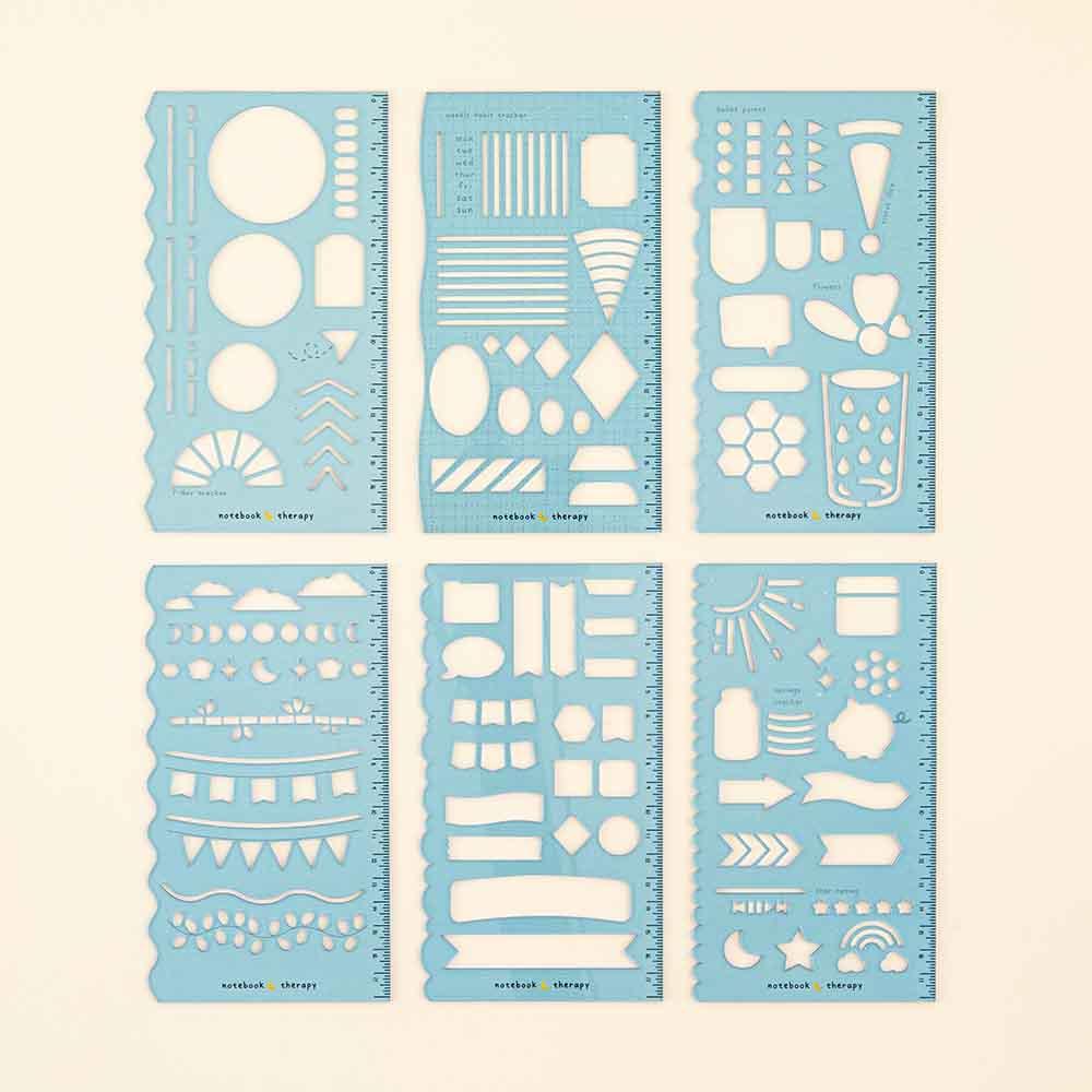 int!rend Journal Stencils - 26 Pieces - Bullet Journaling & Planner Drawing  Stencil - Template Page Set for Scrapbook Travel Album, & DIY Cards Adults
