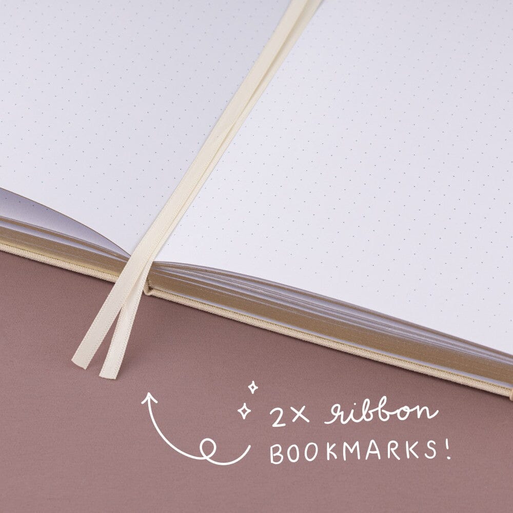 2x cream ribbon bookmarks