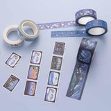 Tsuki ‘Dreams of Snow’ Holographic Washi Tapes on light blue background