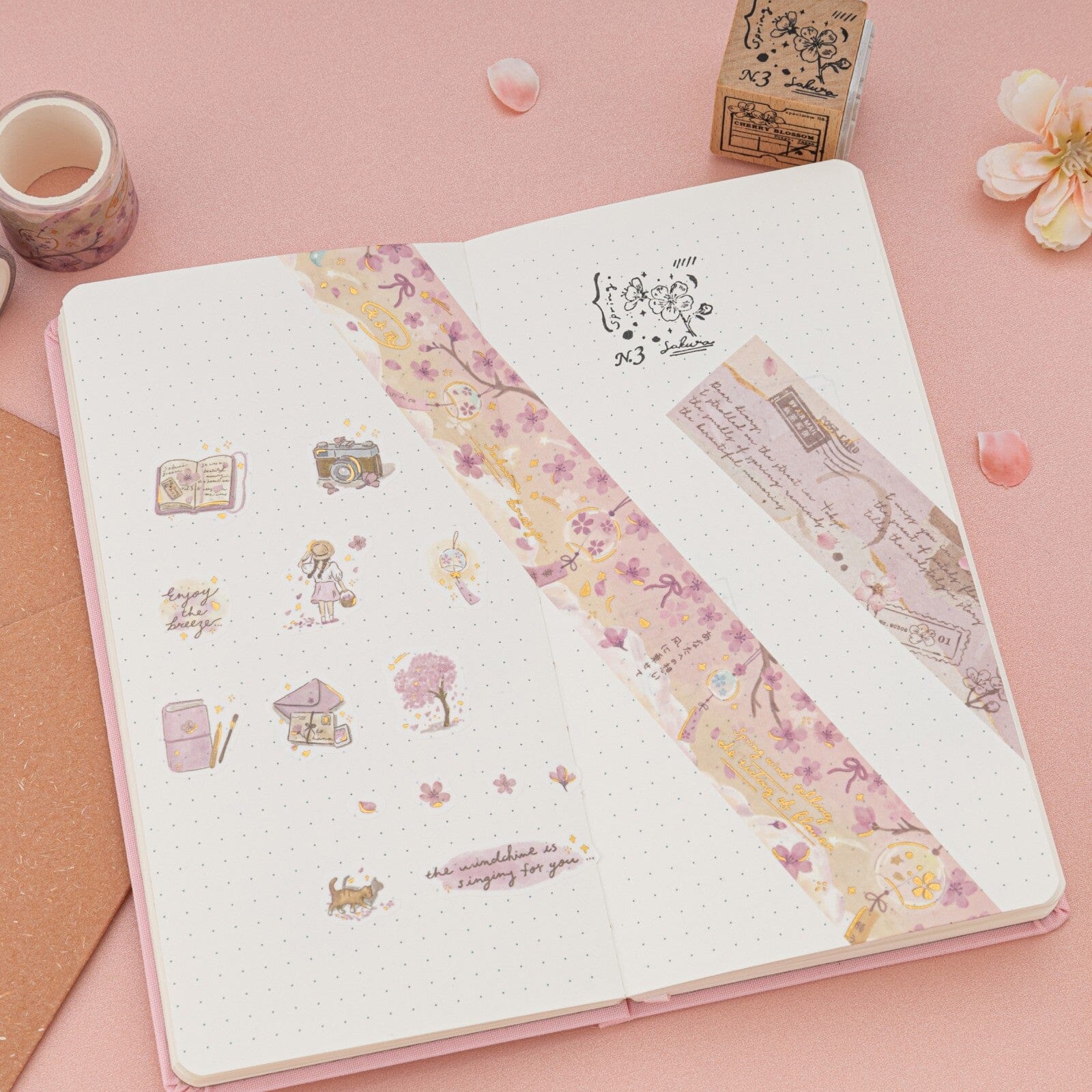 Tsuki 'Sakura Breeze' Bullet Journal Stamp Set ☾ – NotebookTherapy