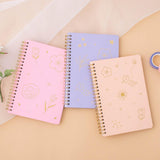 Sakura Pink, Lilac taro and honey Peach Tsuki Floral ringbound bullet journal on peach background
