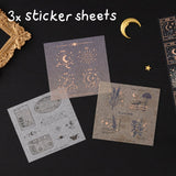 3x witchy sticker sheets on black background