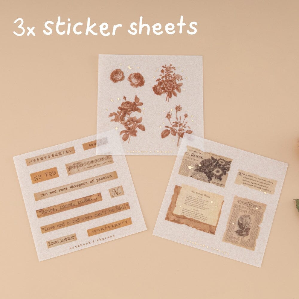 Sticker - Vintage Mixed Washi Sticker Scrapbook Paper Book
