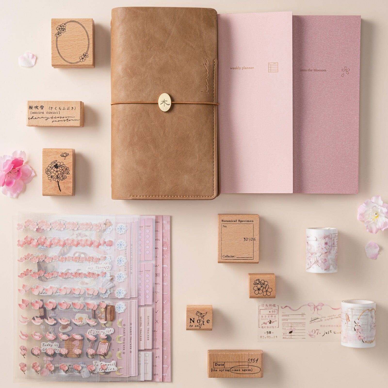 Hinoki - ‘Into the Blossom’ Wooden Stamps Set