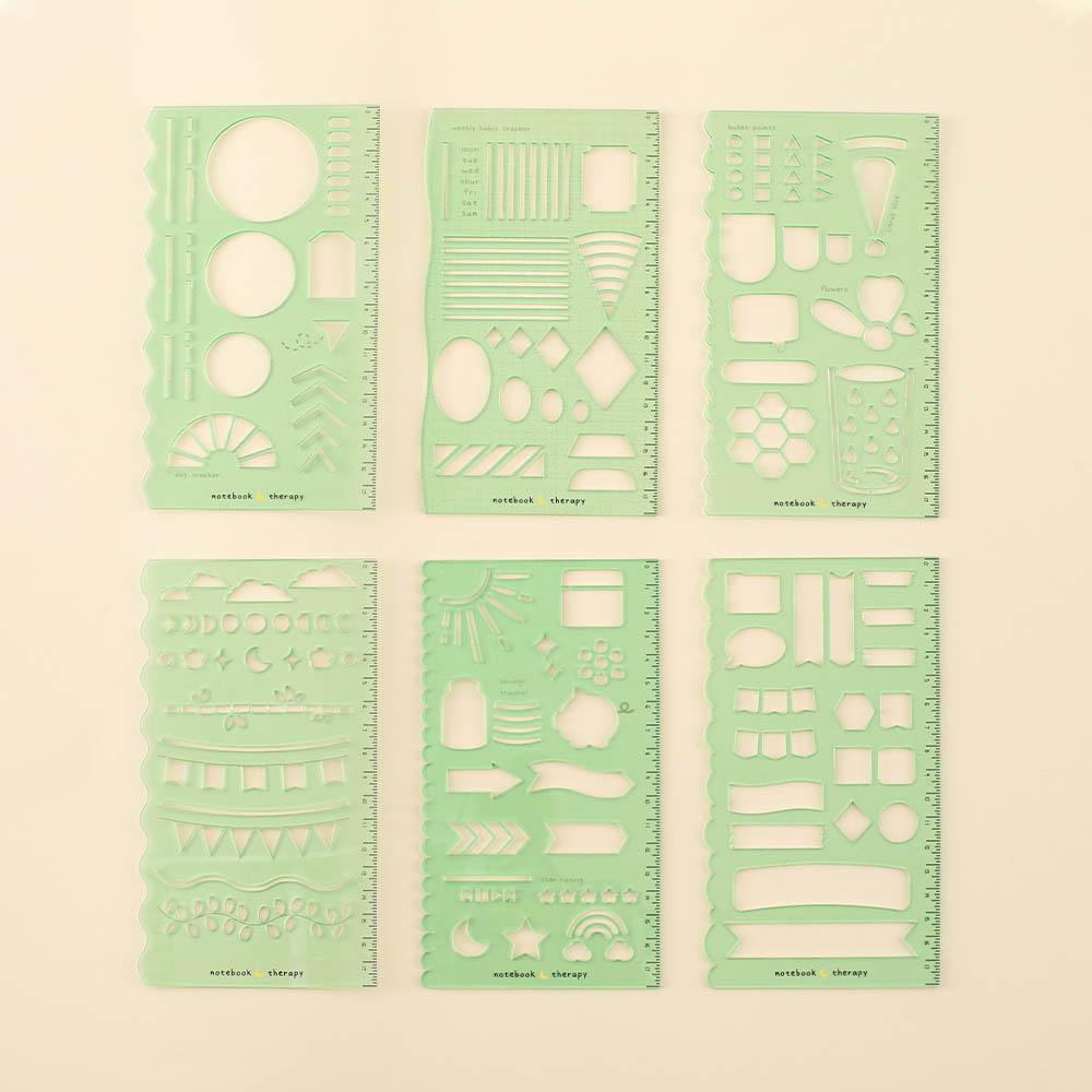 Tsuki Bullet Journal Stencil Set ☾ - Mint Matcha