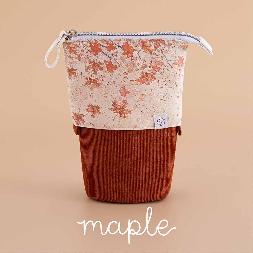 Tsuki ‘Maple Dreams’ Pop-Up Pencil case in maple in beige background