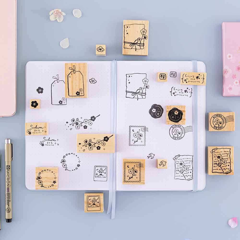 Tsuki 'Sakura Breeze' Bullet Journal Stamp Set ☾ – NotebookTherapy