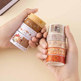 Tsuki ‘Maple Dreams’ Washi Tapes held in hands in cream background